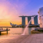 Marina Bay Sands Singapore skyline with rooftop infinity pool and city view